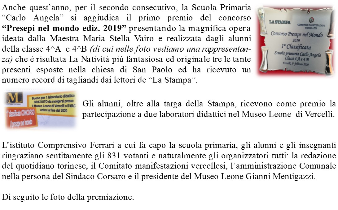 articolo premiazione presepi nel mondo 2019 2