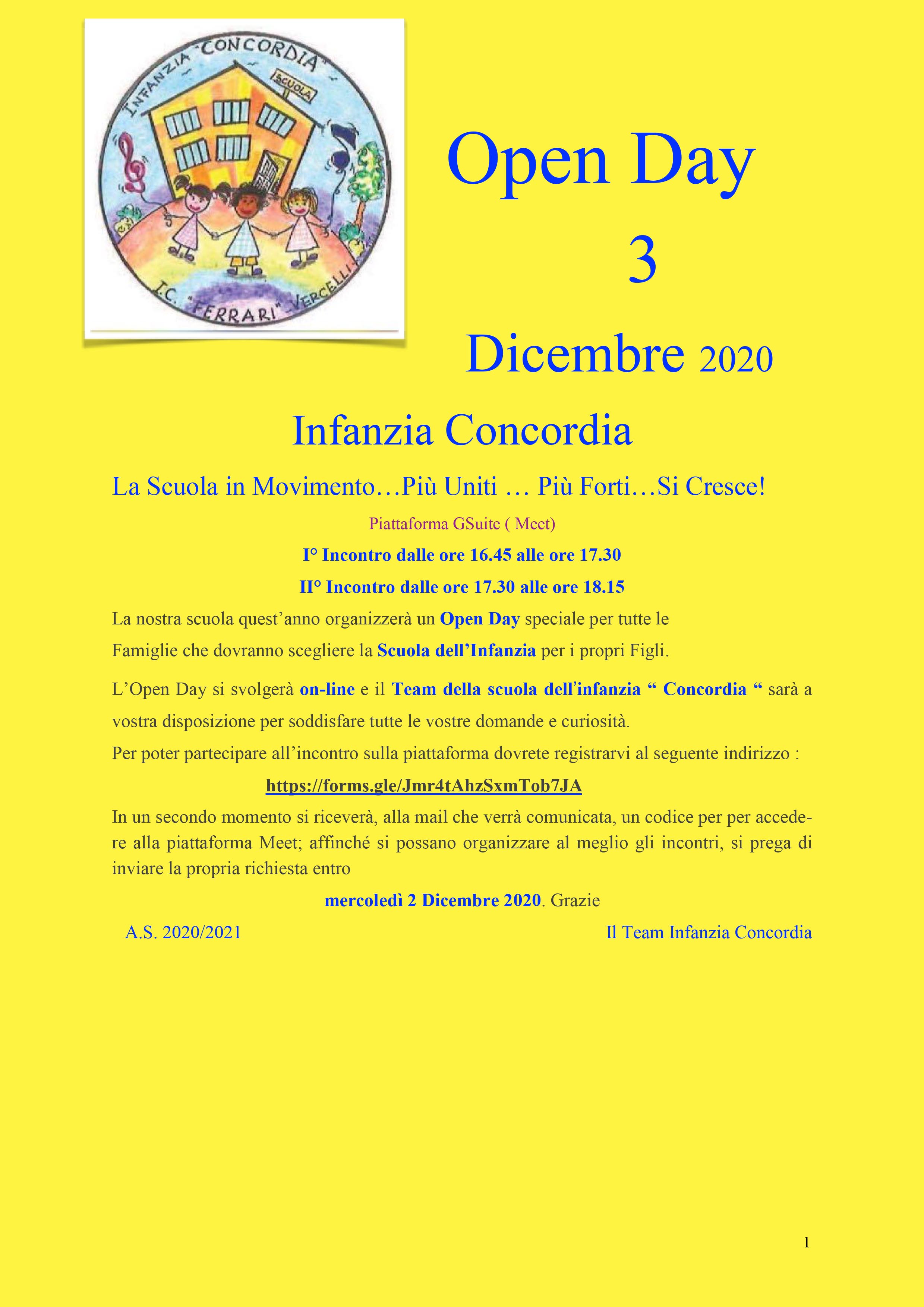 Locandina OPen Day concordia